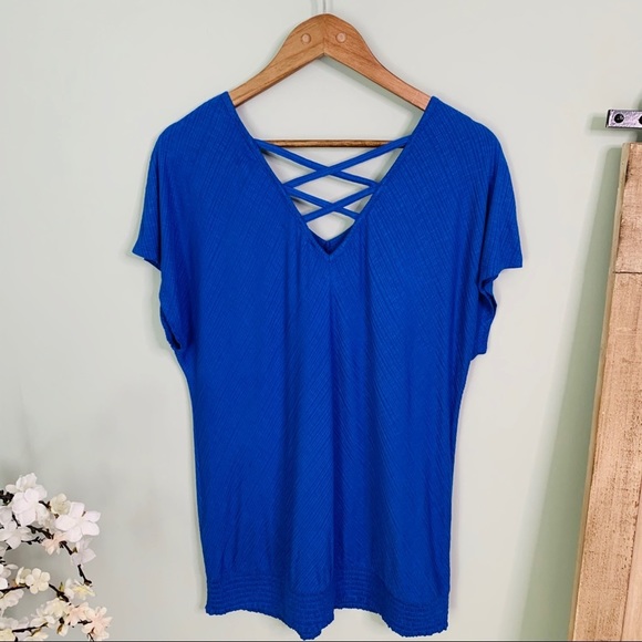 Avenue BLUE Cage Back Top NWT Size 14/16 & 18/20 - Picture 5 of 8